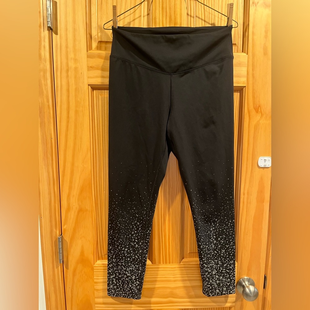 VICTORIA'S SECRET PINK ACTIVE ULTIMATE V HIGH WAIST LEGGINGS Size L Black/silver